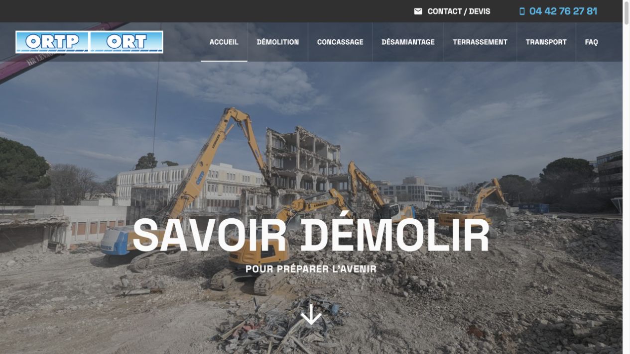 Capture du site de ORTP — Ollivier Roche Travaux Publics