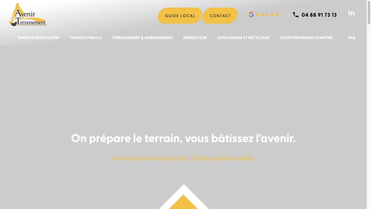 Capture du site de Avenir Terrassement