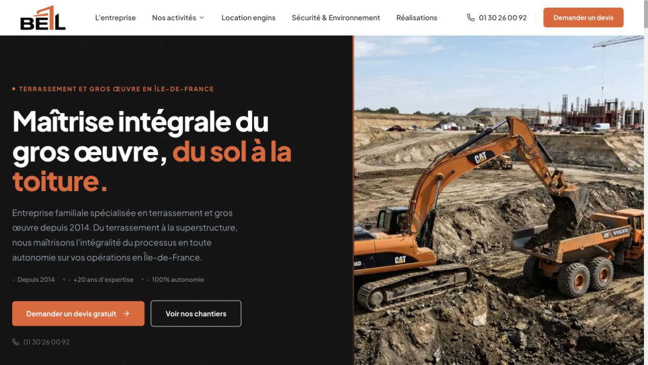 Capture du site de SAS BEL