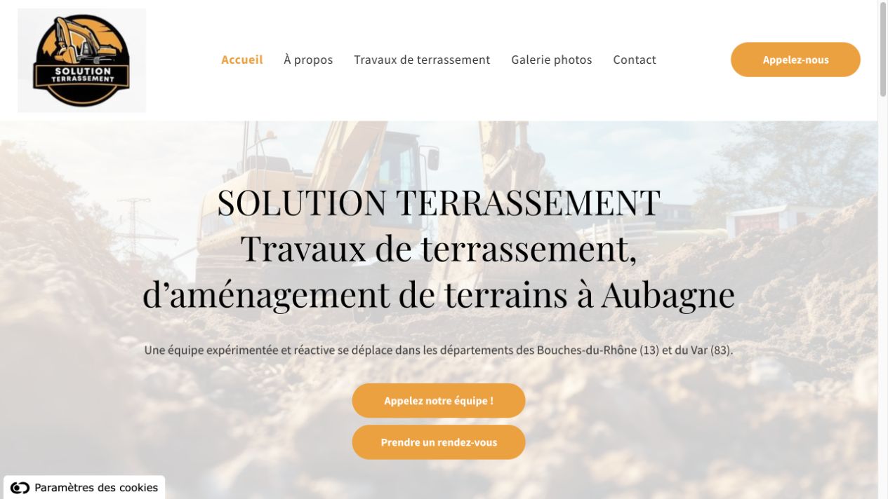 Capture du site de Solution Terrassement