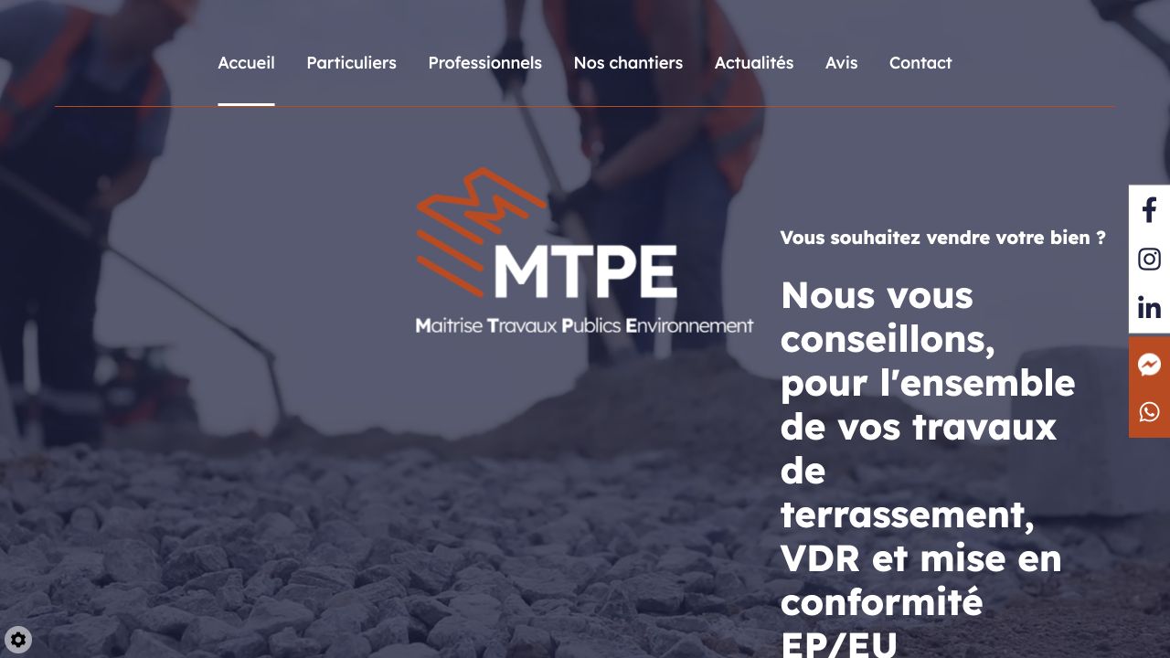 Capture du site de MTPE — Maîtrise Travaux Publics Environnement